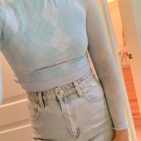 Tiger Mist argyle mesh crop top - Picture 6 of 11